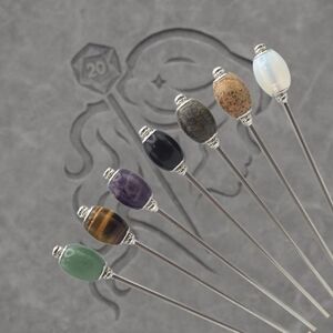 💎 Natural Gemstone Crown Oval Stainless Steel Hair Stick For Epic Updo Styles